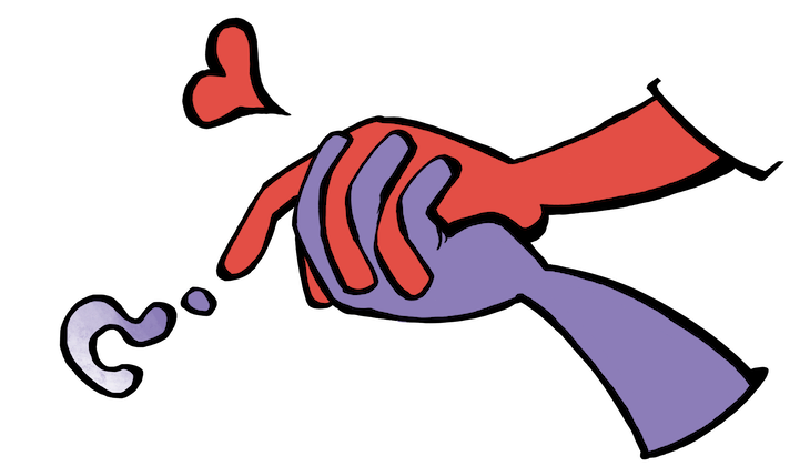 Illustration av två händer.