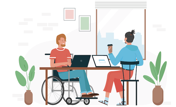 Illustration av en arbetsplats.