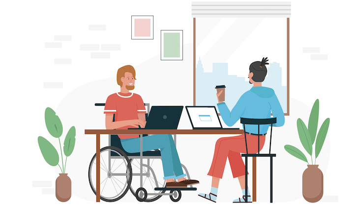 Illustration av en arbetsplats.